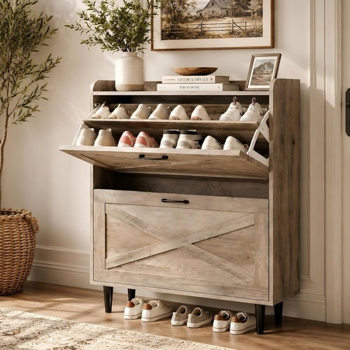 Slim shoe storage - cabinet, with