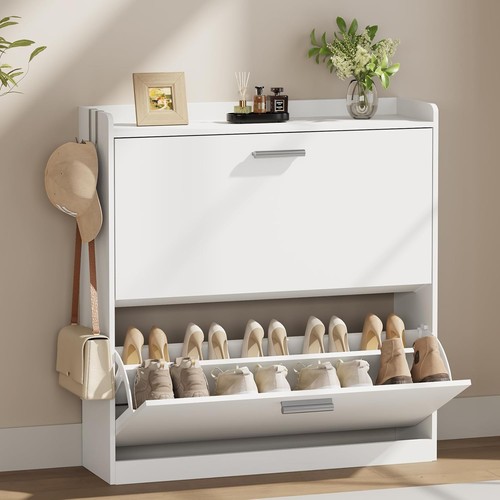 White narrow shoe cabinet - narrow,