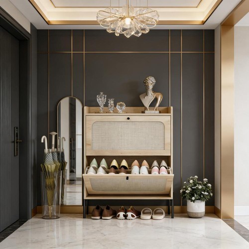 Slim shoe cabinet d - 39"h, 9"d,