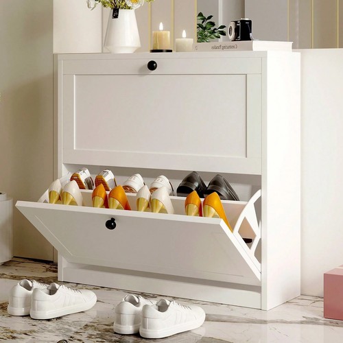 Slim white shoe cabinet with - slim, 2