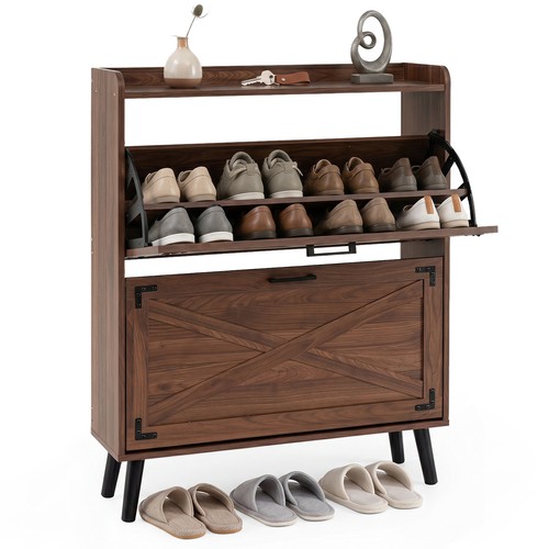 Narrow shoe cabinet - w/2, flip
