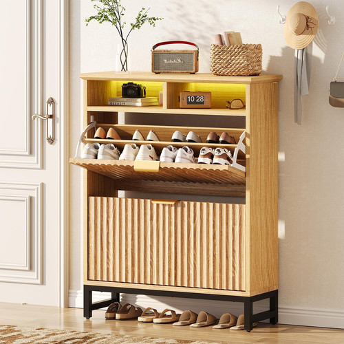 Fluted shoe storage cabinet - shoe,
