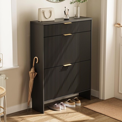 Shoe cabinet black mdf - mdf, 32"