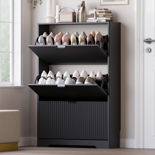 Fluted shoe cabinet storage - fluted,