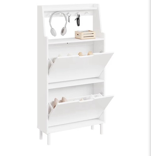 Slim white shoe cabinet with - white,
