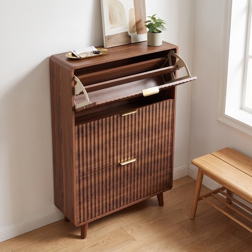 Slim shoe cabinet fluted - shoe,