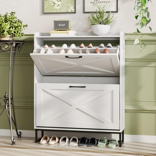 Freestanding white narrow shoe - white,