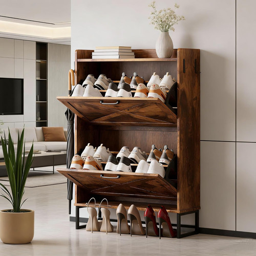 Farmhouse shoe cabinet with - shoe,