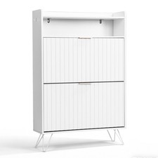 Slim Shoe Cabinet White 24cm