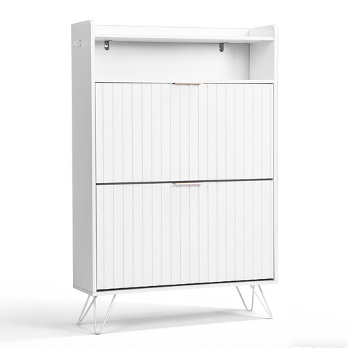 Slim shoe cabinet white 24cm - slim,