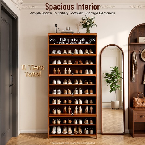 Tier tall shoe cabinet - 11-tier, 67"