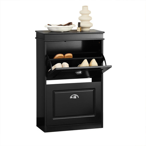 Slim black shoe cabinet - black, 2