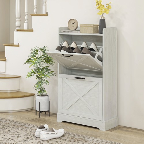 Homcom slim shoe cabinet with - shoe,